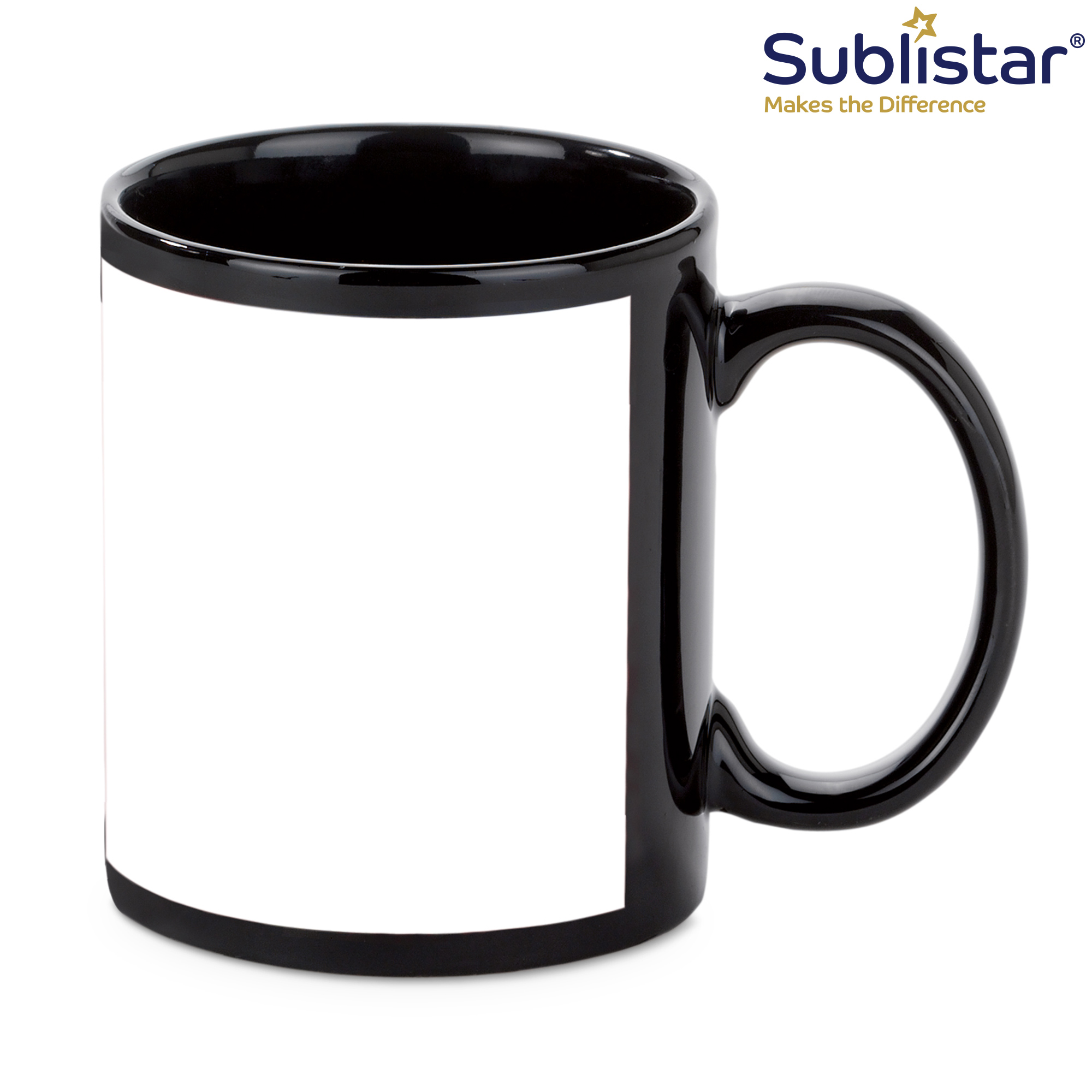 Schwarze Keramiktasse 11oz, Sublistar®-Coating, Handspülung empfohlen